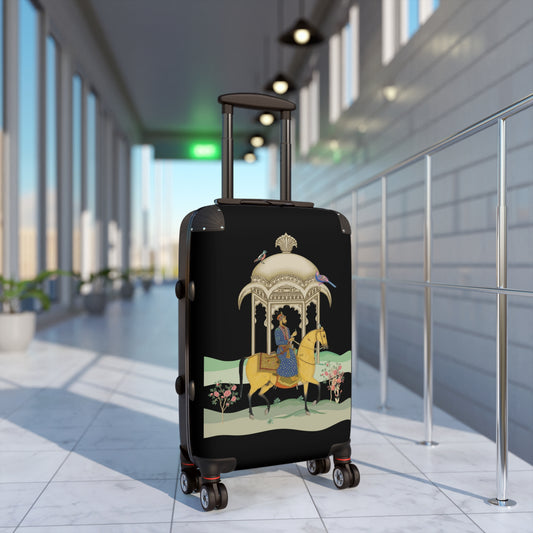 Polycarbonate & ABS Hard-Shell Suitcase with Persian Design - 360° Swivel Wheels, Telescopic Handle, Built-In Lock