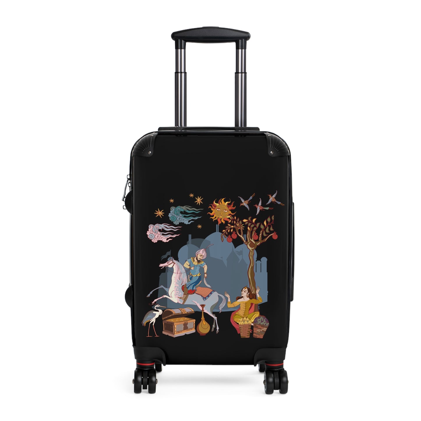 Polycarbonate & ABS Hard-Shell Suitcase with Persian Design - 360° Swivel Wheels, Telescopic Handle, Built-In Lock