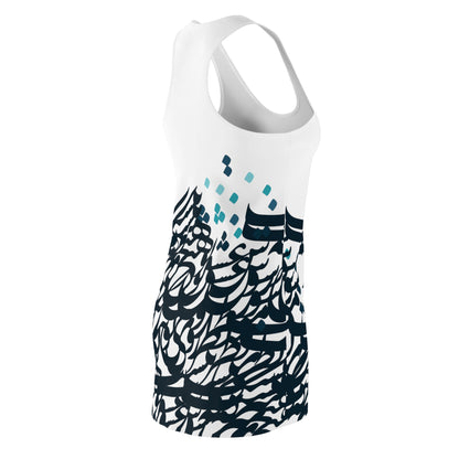 Women's Racerback Dress with Persian Calligraphy Design - Polyester, Lightweight, Sporty Fit