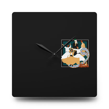 Durable Acrylic Wall Clock with Persian Calligraphy Design - Round & Square, Two Sizes, Easy Hanging Keyhole Slot