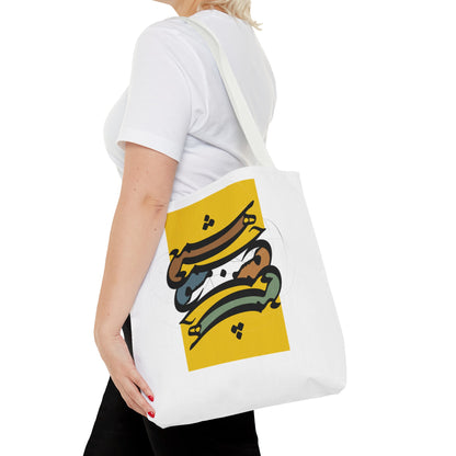 Durable Tote Bags with Persian Calligraphy Design - 3 Sizes, Multiple Handle Colors, Polyester Fabric