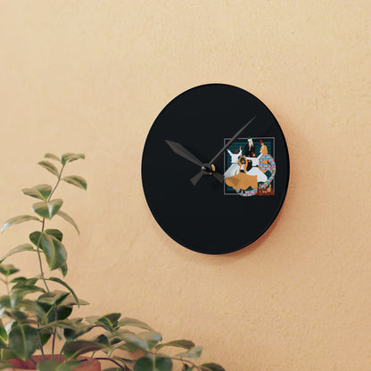 Durable Acrylic Wall Clock with Persian Calligraphy Design - Round & Square, Two Sizes, Easy Hanging Keyhole Slot