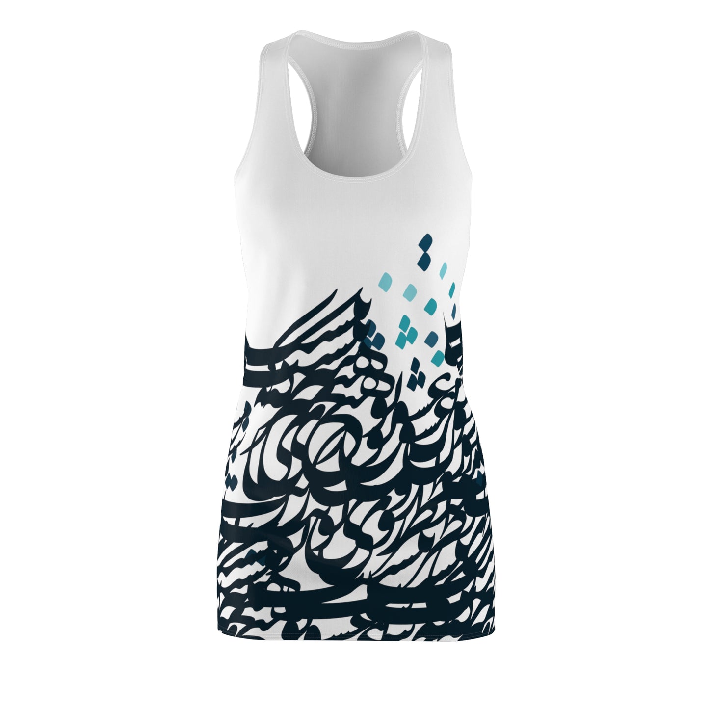 Women's Racerback Dress with Persian Calligraphy Design - Polyester, Lightweight, Sporty Fit