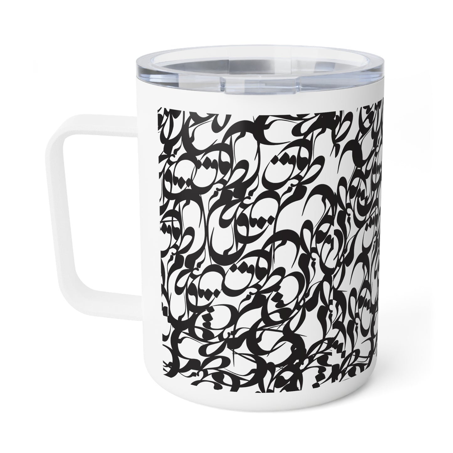 10oz Insulated Stainless Steel Coffee Mug with Persian Calligraphy Design - Double Wall, BPA & Lead-Free, Glossy Finish