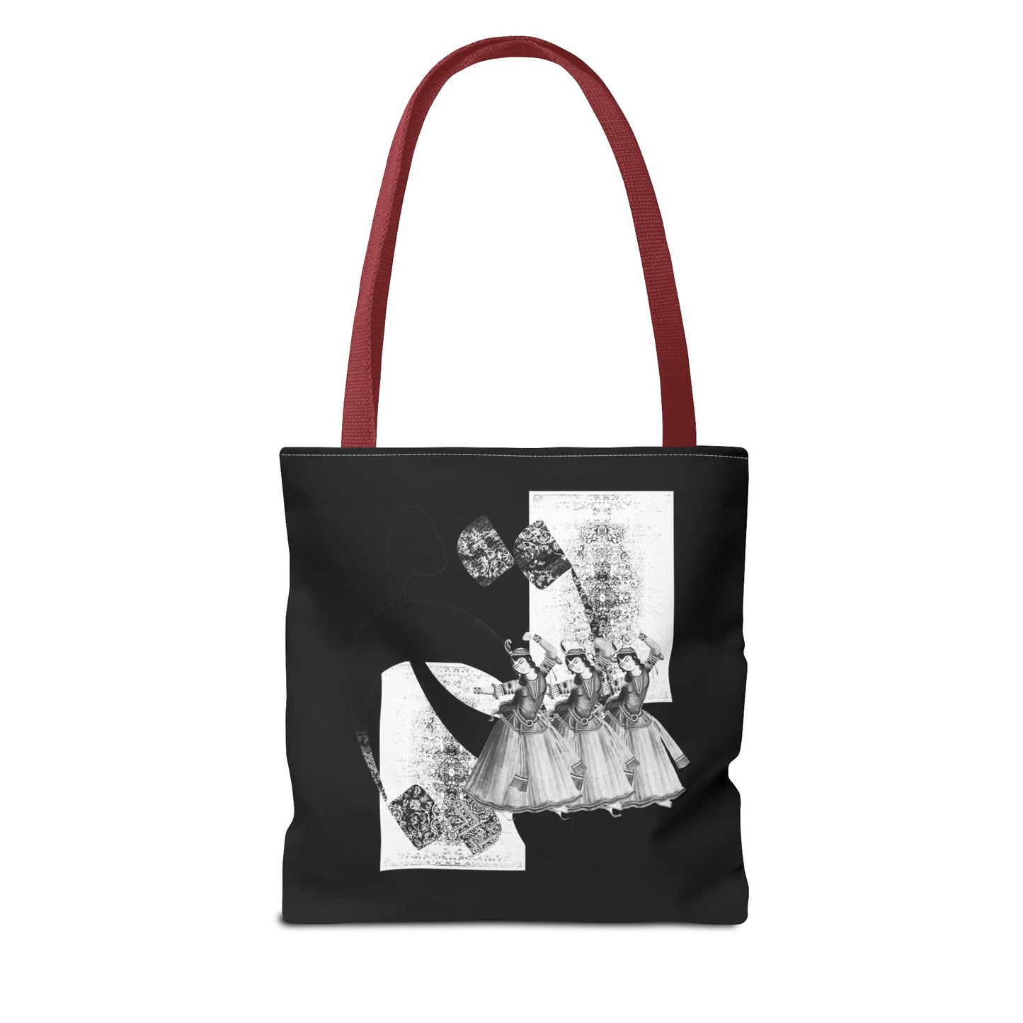 Durable Tote Bags with Persian Calligraphy Design - 3 Sizes, Multiple Handle Colors, Polyester Fabric