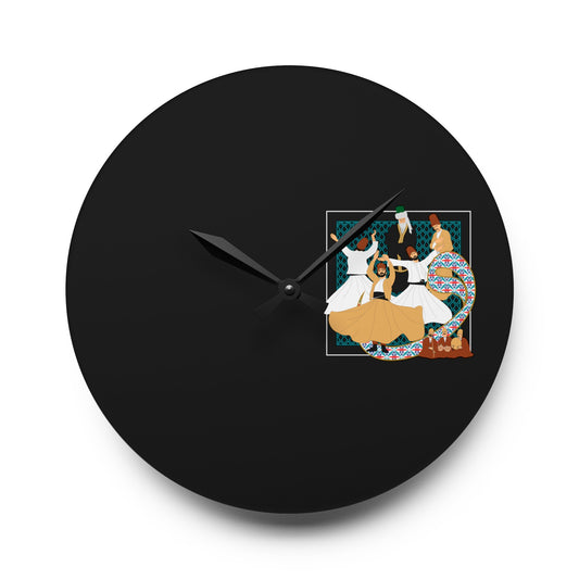 Durable Acrylic Wall Clock with Persian Calligraphy Design - Round & Square, Two Sizes, Easy Hanging Keyhole Slot