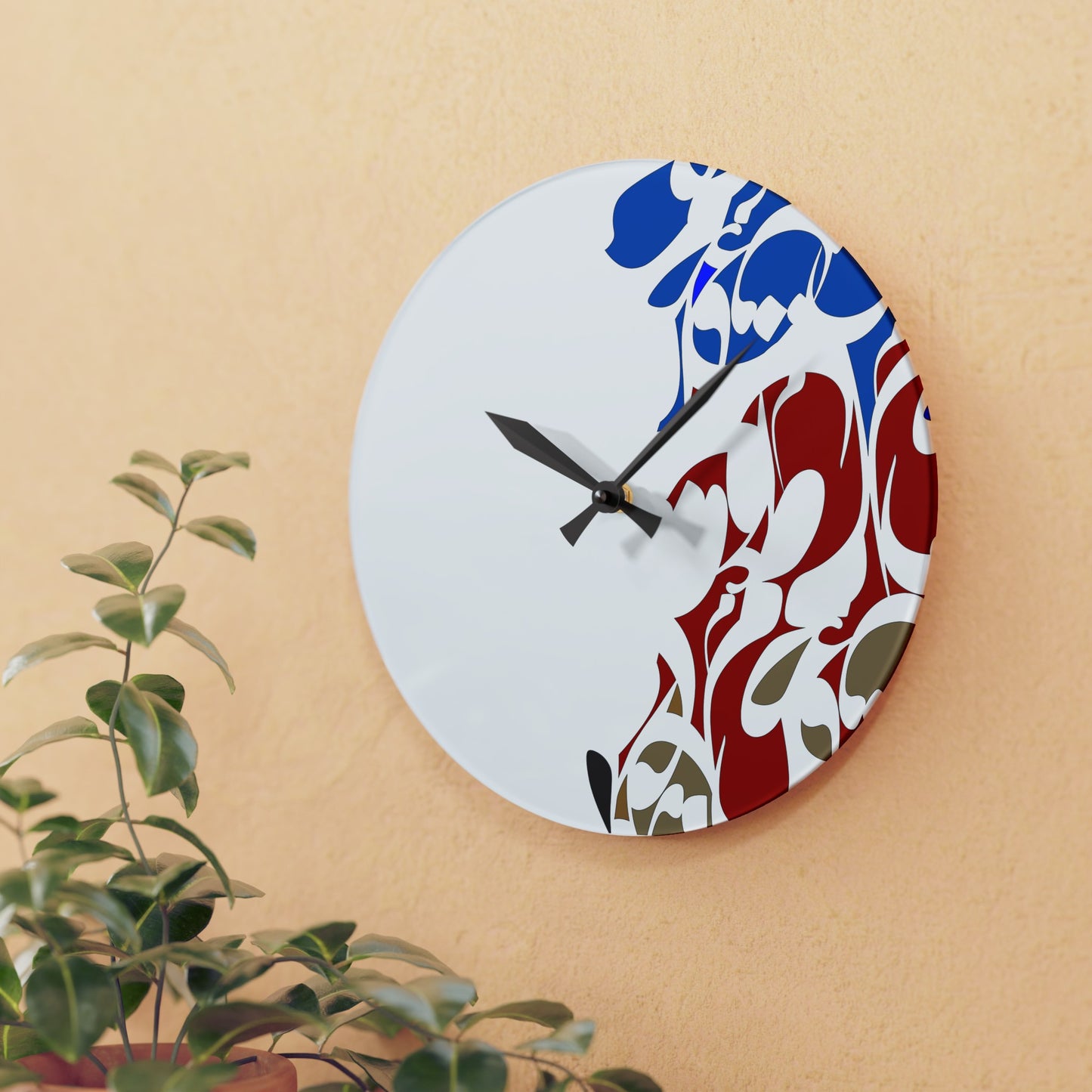 Durable Acrylic Wall Clock with Persian Calligraphy Design - Round & Square, Two Sizes, Easy Hanging Keyhole Slot