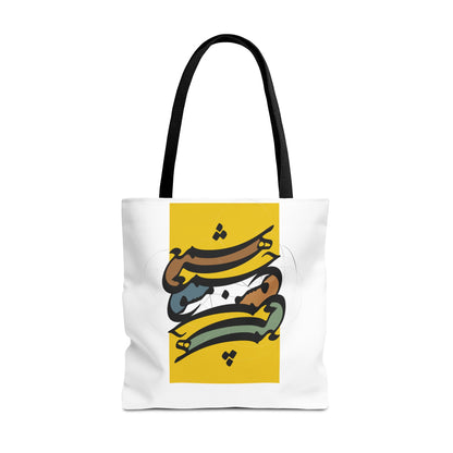 Durable Tote Bags with Persian Calligraphy Design - 3 Sizes, Multiple Handle Colors, Polyester Fabric