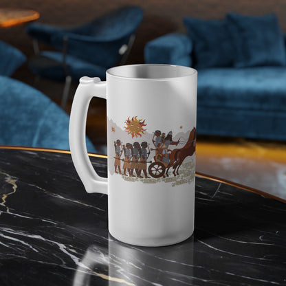 Stylish Frosted Glass Mug with Persian Design - 16oz, Dishwasher & Microwave Safe