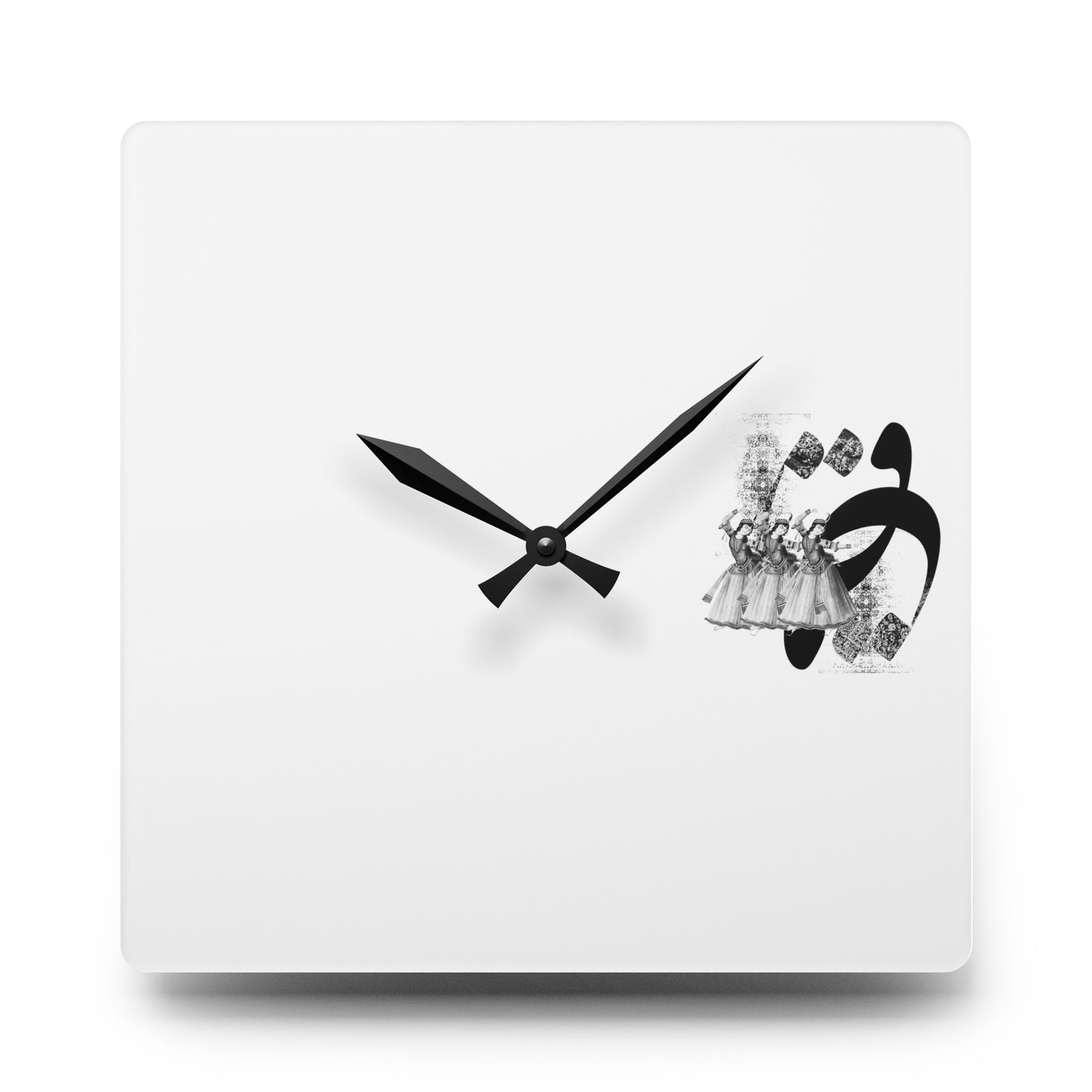 Durable Acrylic Wall Clock with Persian Calligraphy Design - Round & Square, Two Sizes, Easy Hanging Keyhole Slot