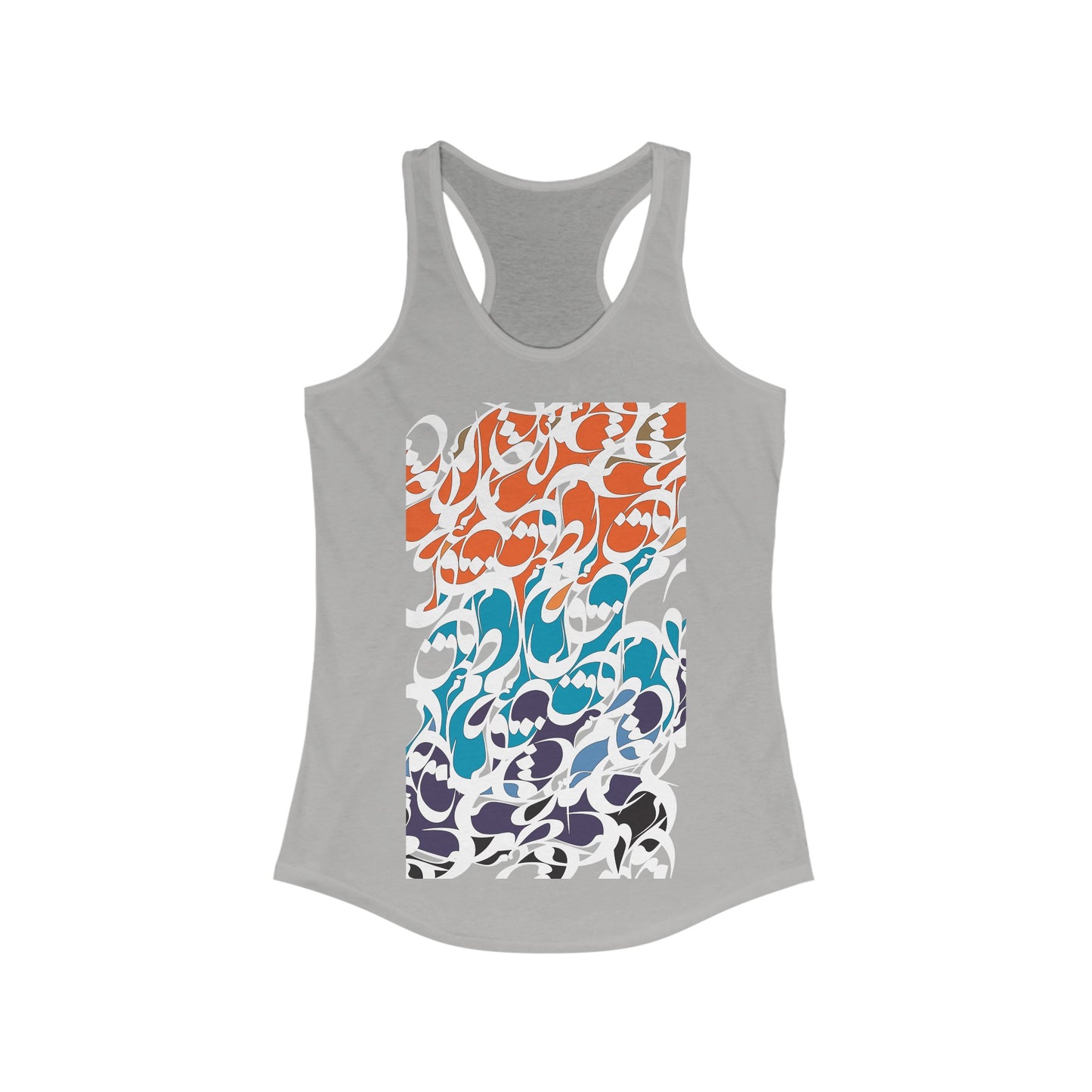 Women's Slim Fit Racerback Tank Top with Persian Calligraphy Design - Lightweight, Scooped Neckline