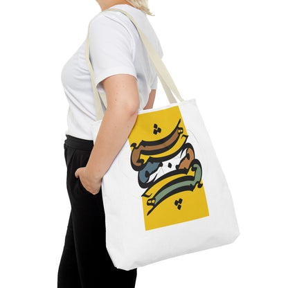 Durable Tote Bags with Persian Calligraphy Design - 3 Sizes, Multiple Handle Colors, Polyester Fabric