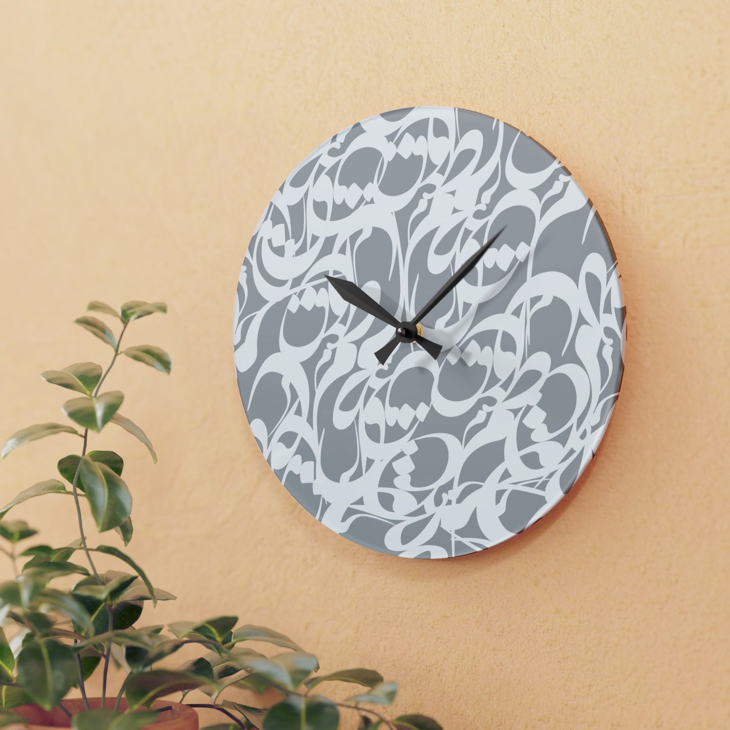 Durable Acrylic Wall Clock with Persian Calligraphy Design - Round & Square, Two Sizes, Easy Hanging Keyhole Slot