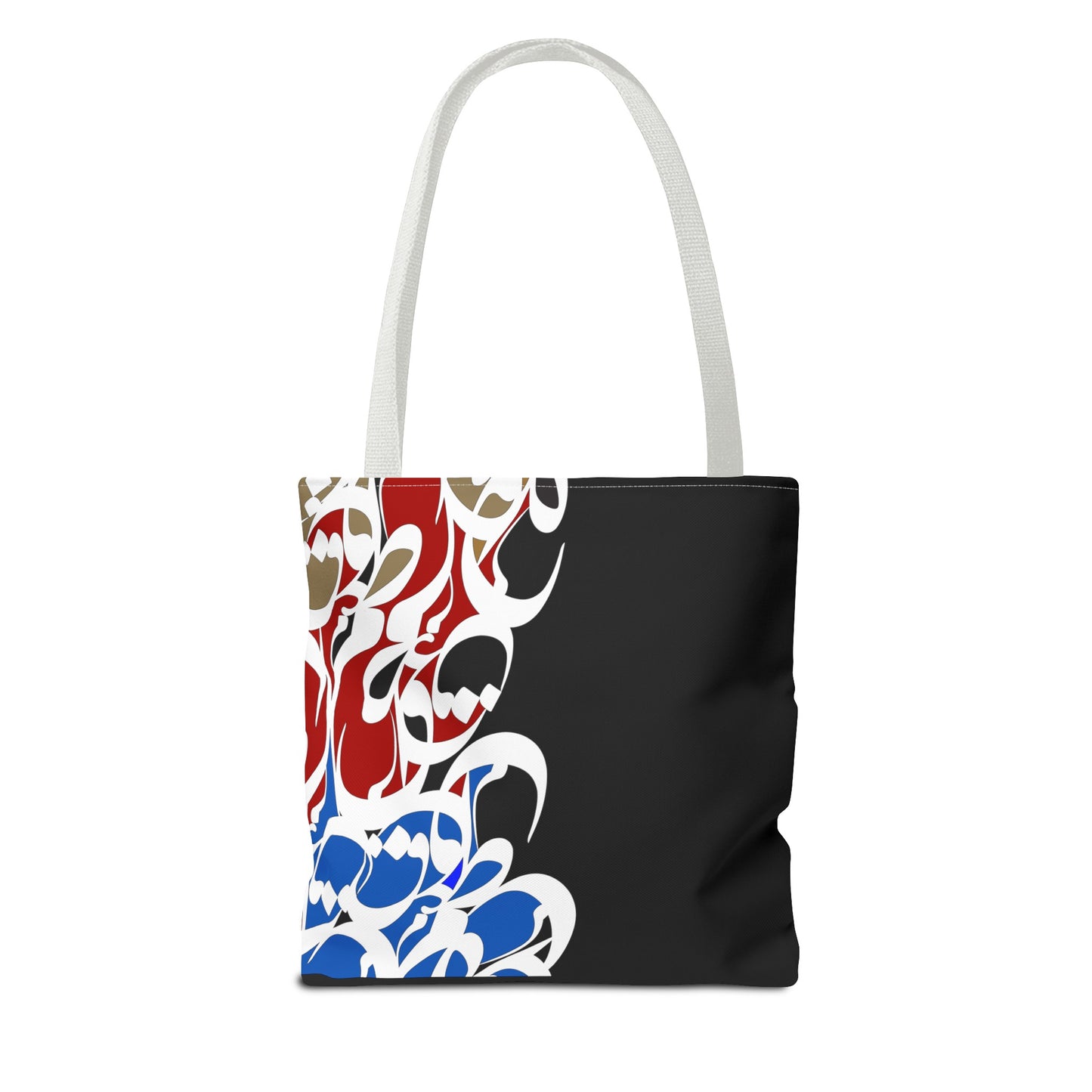 Durable Tote Bags with Persian Calligraphy Design - 3 Sizes, Multiple Handle Colors, Polyester Fabric