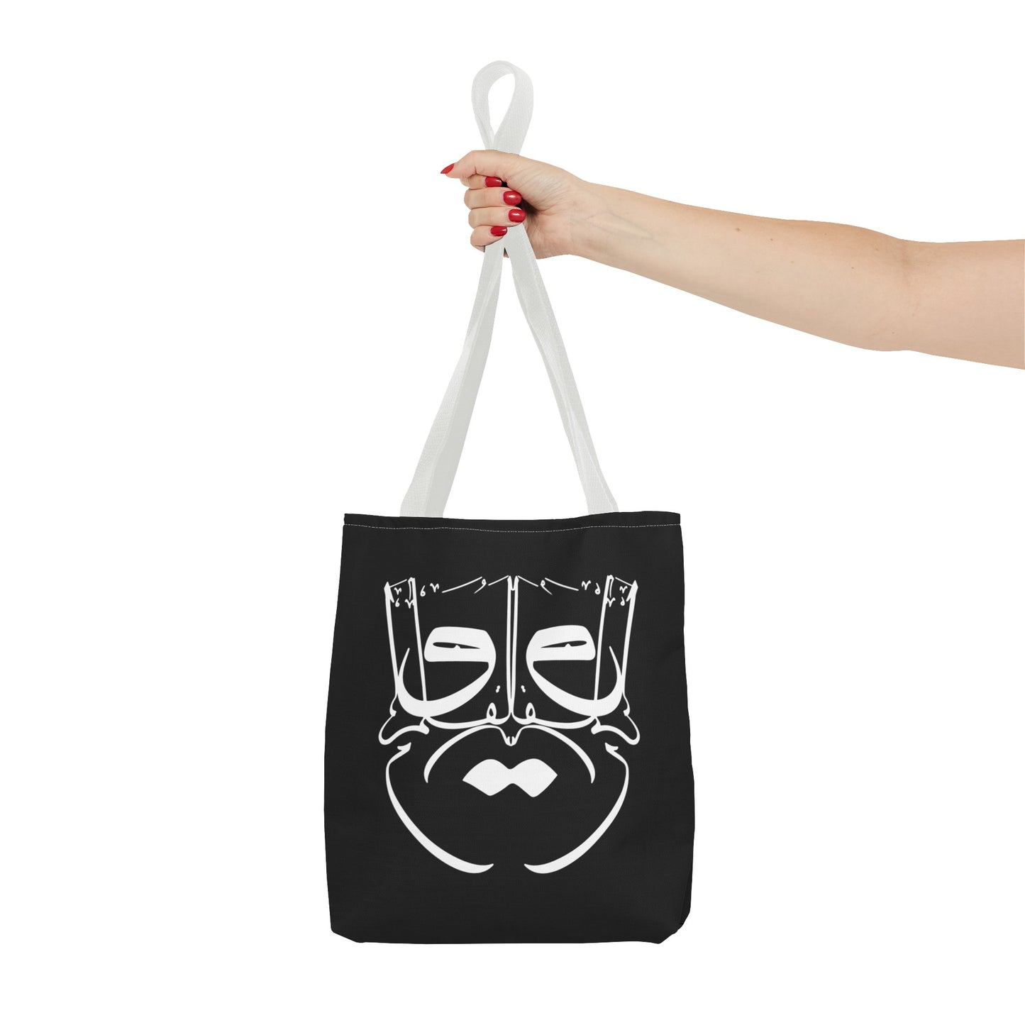 Durable Tote Bags with Persian Calligraphy Design - 3 Sizes, Multiple Handle Colors, Polyester Fabric