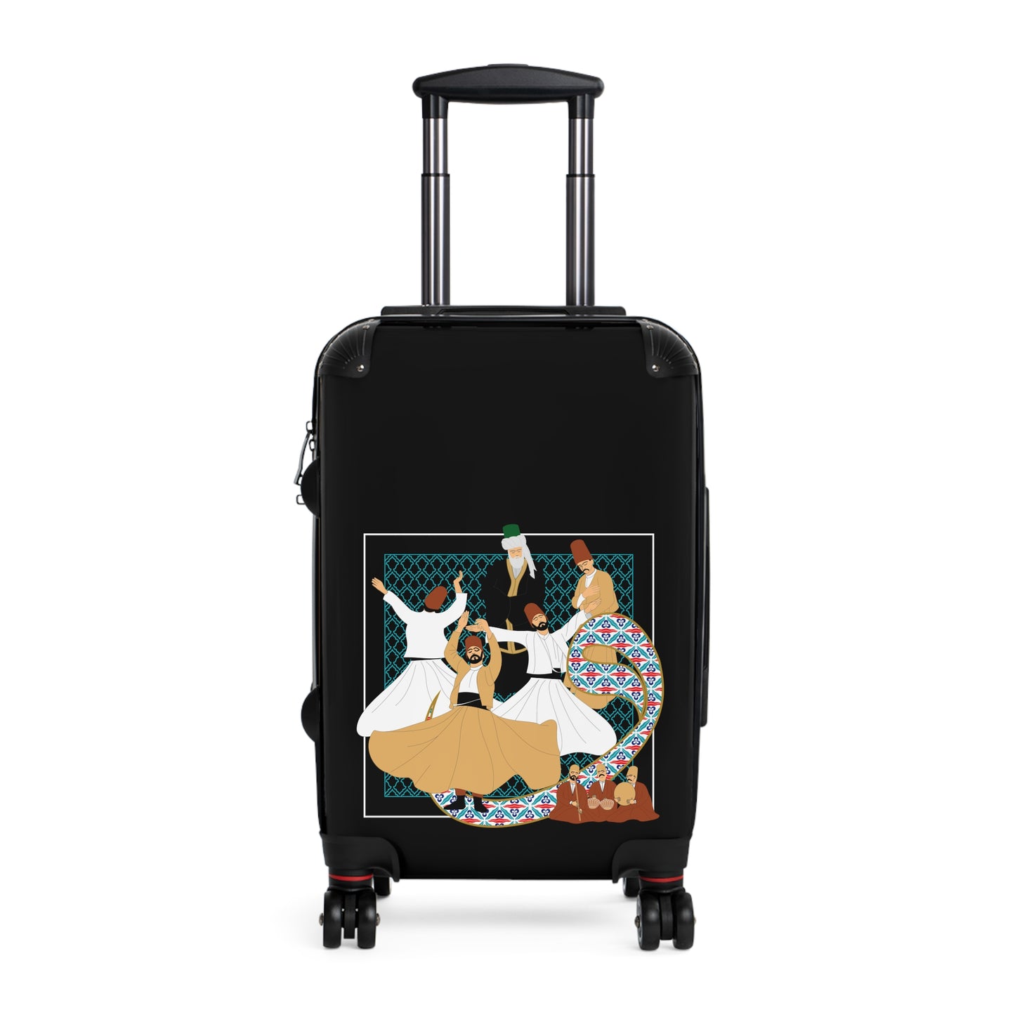 Polycarbonate & ABS Hard-Shell Suitcase with Persian Calligraphy Design - 360° Swivel Wheels, Telescopic Handle, Built-In Lock