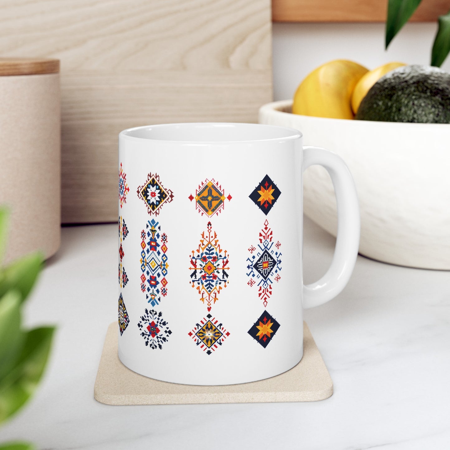 Durable Ceramic Coffee Mug with Persian Calligraphy Design - Vivid Print, BPA & Lead-Free, Microwave & Dishwasher Safe