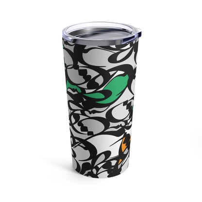 Durable 20oz Stainless Steel Tumbler with Persian Calligraphy Design - Vacuum Insulated, Dishwasher Safe, Glossy Finish