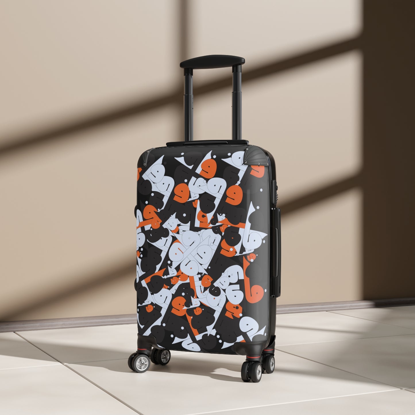 Polycarbonate & ABS Hard-Shell Suitcase with Persian Calligraphy Design - 360° Swivel Wheels, Telescopic Handle, Built-In Lock