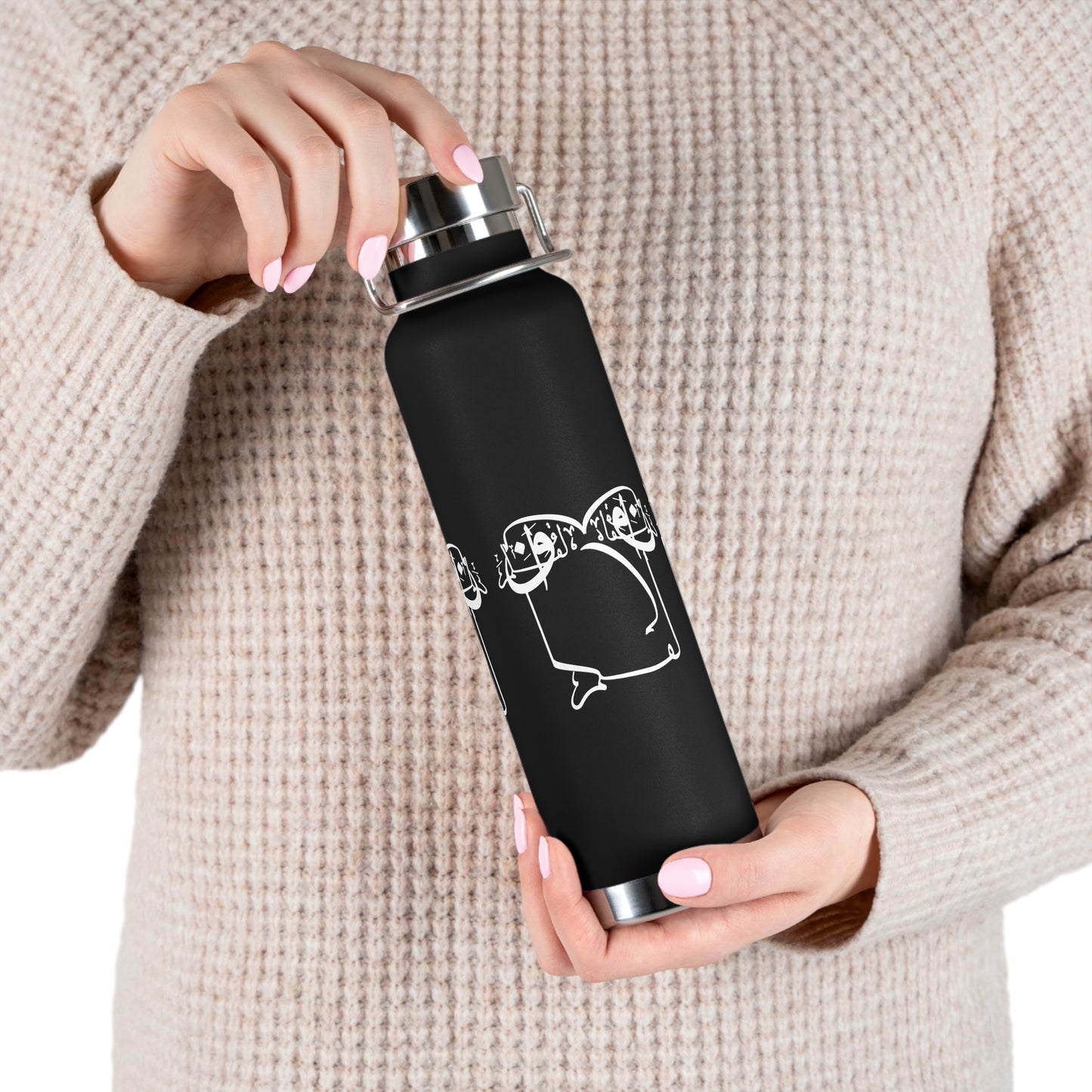 22oz Vacuum Insulated Stainless Steel Bottle with Persian Calligraphy Design - Double Wall, BPA Free, Spill-Proof, Scratch & Fade Resistant