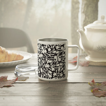 10oz Insulated Stainless Steel Coffee Mug with Persian Calligraphy Design - Double Wall, BPA & Lead-Free, Glossy Finish