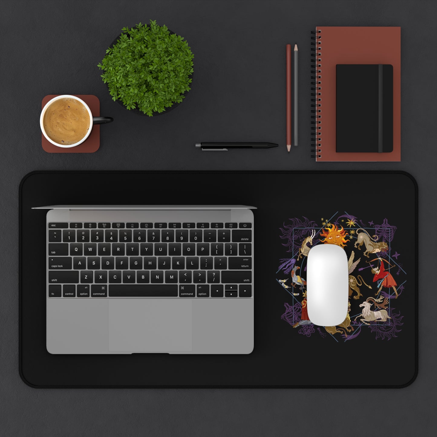 Desk Mat / Mouse Pad with Persian Caligraphy Design - Smooth Surface, Anti-Fray Edges, Supports Optical & Laser Mice