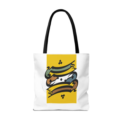 Durable Tote Bags with Persian Calligraphy Design - 3 Sizes, Multiple Handle Colors, Polyester Fabric