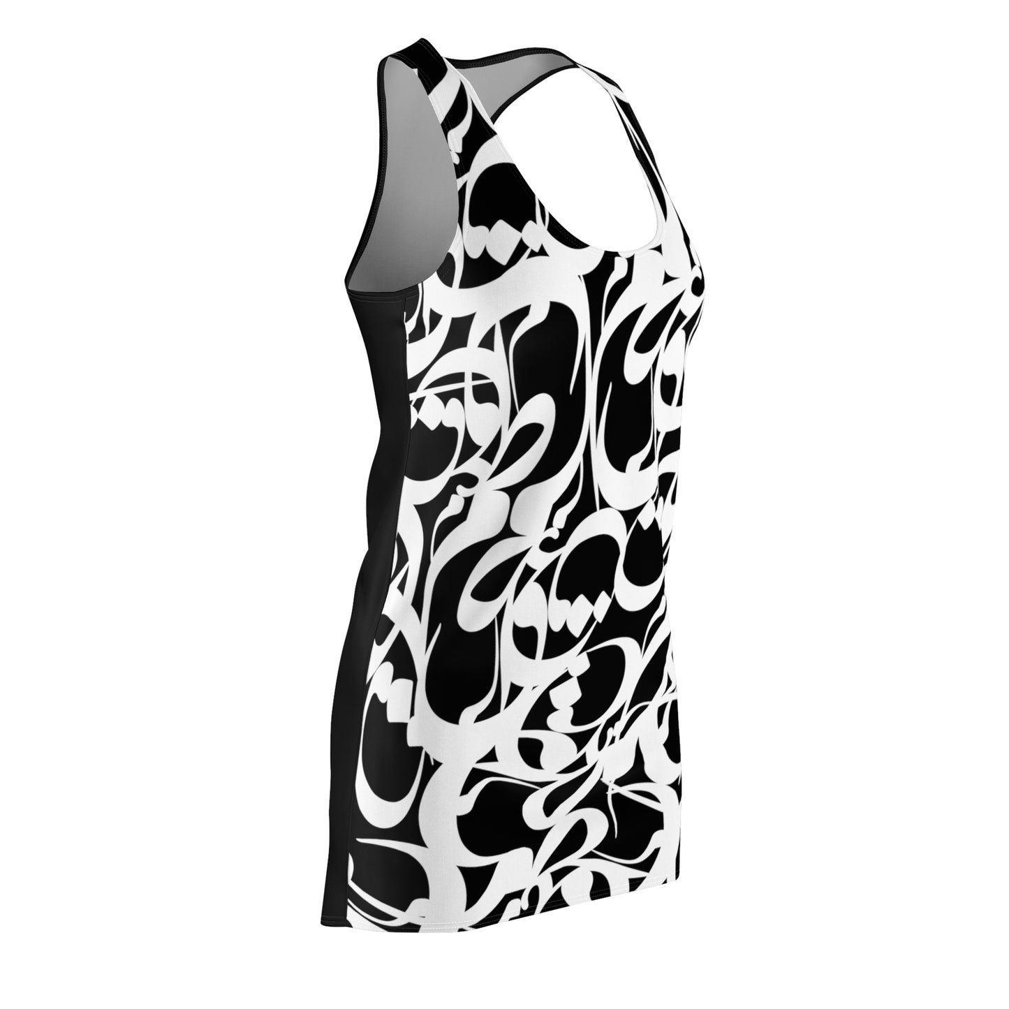 Women's Racerback Dress with Persian Calligraphy Design - Polyester, Lightweight, Sporty Fit