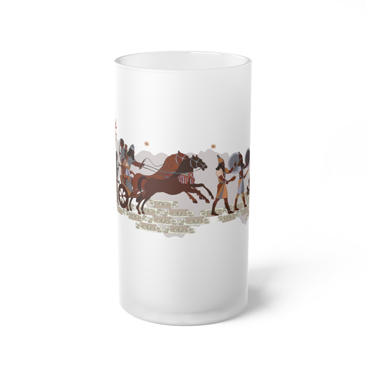 Stylish Frosted Glass Mug with Persian Design - 16oz, Dishwasher & Microwave Safe