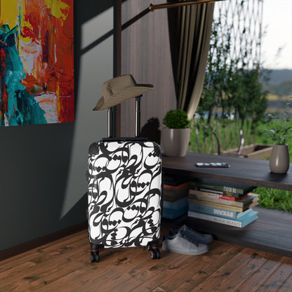 Polycarbonate & ABS Hard-Shell Suitcase with Persian Calligraphy Design - 360° Swivel Wheels, Telescopic Handle, Built-In Lock