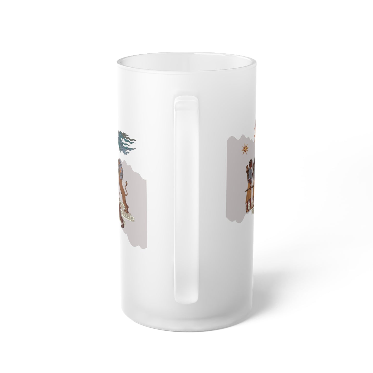 Stylish Frosted Glass Mug with Persian Design - 16oz, Dishwasher & Microwave Safe