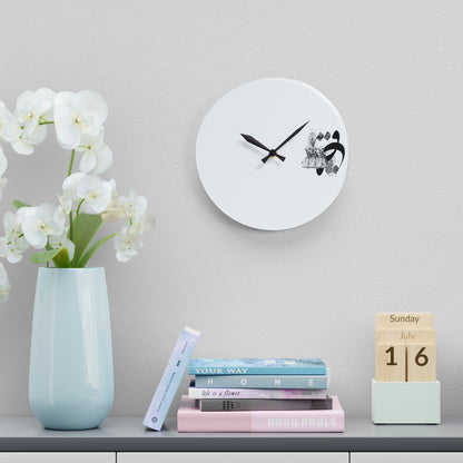 Durable Acrylic Wall Clock with Persian Calligraphy Design - Round & Square, Two Sizes, Easy Hanging Keyhole Slot