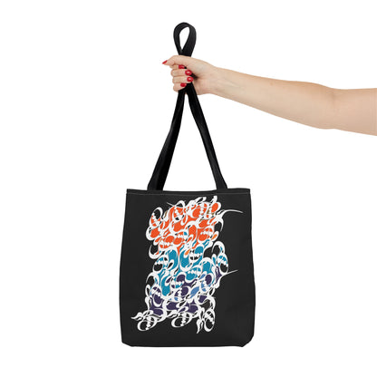 Durable Tote Bags with Persian Calligraphy Design - 3 Sizes, Multiple Handle Colors, Polyester Fabric