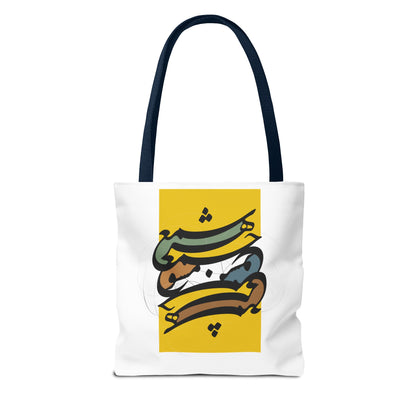 Durable Tote Bags with Persian Calligraphy Design - 3 Sizes, Multiple Handle Colors, Polyester Fabric